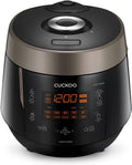 CUCKOO High Pressure Rice Cooker 6-Cup Uncooked / 12-Cup Cooked with Nonstick Inner Pot, Versatile Rice Maker with 12 Menu Options and Steam Plate, Fuzzy Logic Tech, Voice Guide, Black (CRP-P0609S)