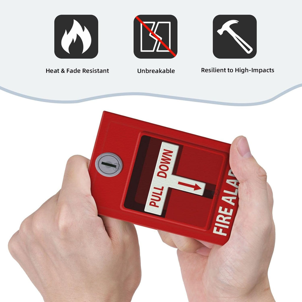 Decorative Light Switch Plate Covers Red Fire Alarm Novelty 1 Gang No Device Single Blank Outlet Covers Wall Plate Light Switch Cover Plate Faceplate for Bedroom Home Decor