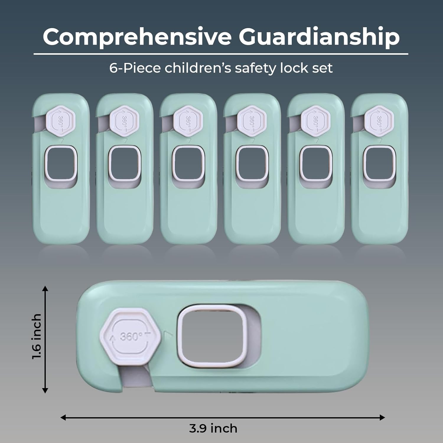 6-Pack Child Proof Refrigerator Lock, Cabinet Locks Baby Proofing, Fridge Lock for Kids with Self Adhesive Latches, Child Safety Locks for Doors, Drawers, Oven, Dishwasher, RV Refrigerator (Green)