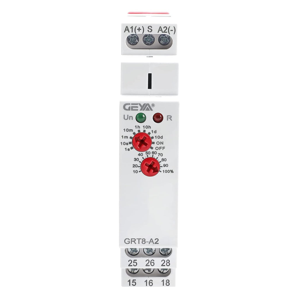 GEYA Delay On Single Function Time Relay 2 Outputs 16A Electronic Adjustable Power ON Timer Delay Relay Rail Modular(GRT8-A2,AC/DC12V-240V)