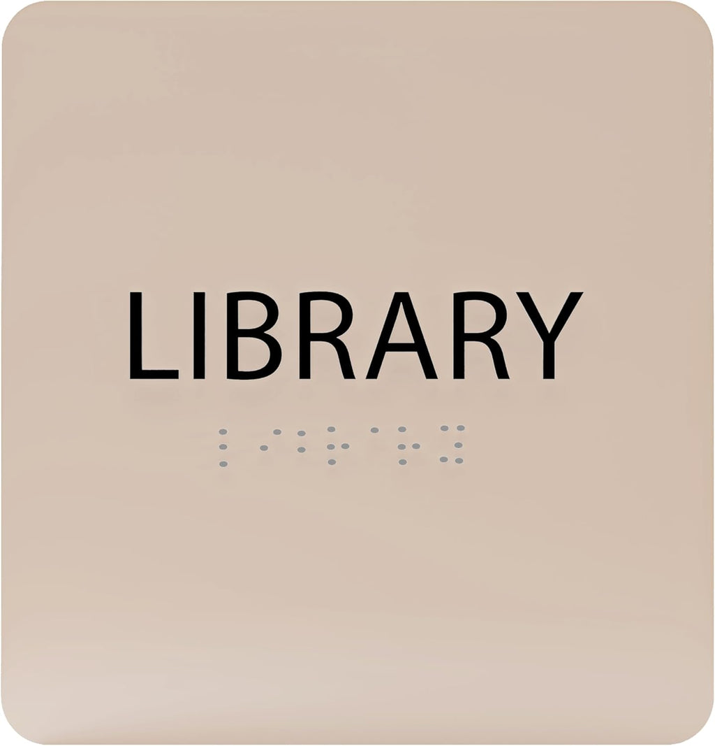 6" X6" Library Sign - ADA Compliant Tactile Graphics Grade 2 Braille Text Acrylic Wall Sign - Quiet zone, Information Convey, Group Study Room Door Signs for Office, School, Home
