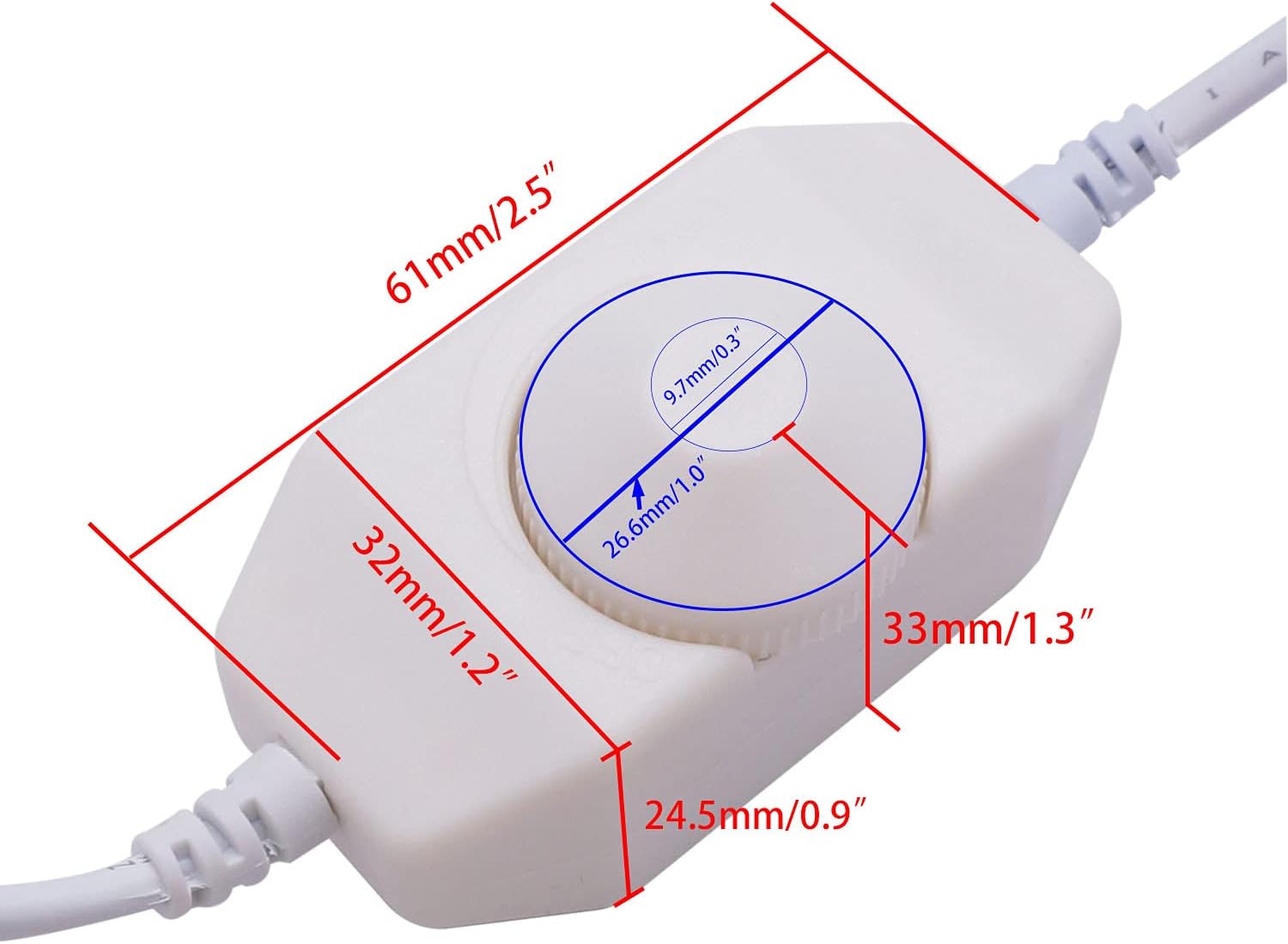 weideer 2Pcs DC12V-24V LED Strip Lights Dimmer Switch PWM Rotary Dimmer Controller Inline Dimmer Switch for LED String Lights Christmas Lights White K-018-W