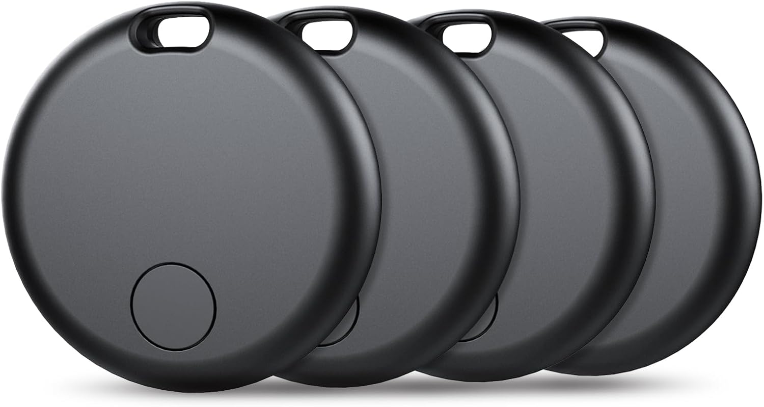 Air Tracker Tags-4 Pack: Smart Bluetooth Tracker, Item Finder Works with Apple Find My (iOS Only) App, Trakcer Tag Locator for Keys, Luggage, Satchel, weTag mini. (Not for Android Devices)