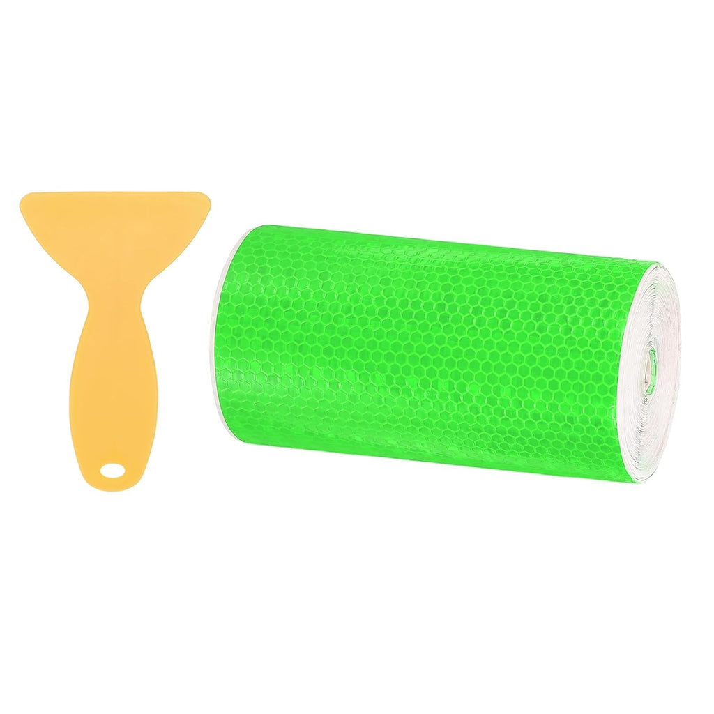 PATIKIL 6 Inch x 33 ft Reflective Tape, 1 Roll Waterproof Self Adhesive High Visibility Caution Warning Safety Tape Reflector with Scraper for Trucks Trailers Cars, Green