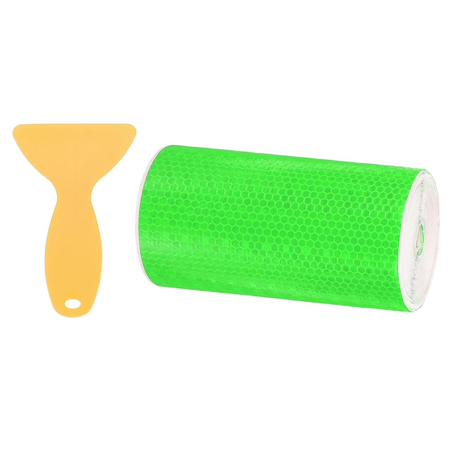 PATIKIL 6 Inch x 33 ft Reflective Tape, 1 Roll Waterproof Self Adhesive High Visibility Caution Warning Safety Tape Reflector with Scraper for Trucks Trailers Cars, Green