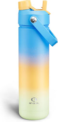 ENCOOL Insulated Water Bottle with Straw Stainless Steel Water Bottle, Leak-Proof, BPA-Free, Double Wall Vacuum Keeps Cold for 24 Hours for Sports, Travel, School (26 oz, Sunny Breeze)