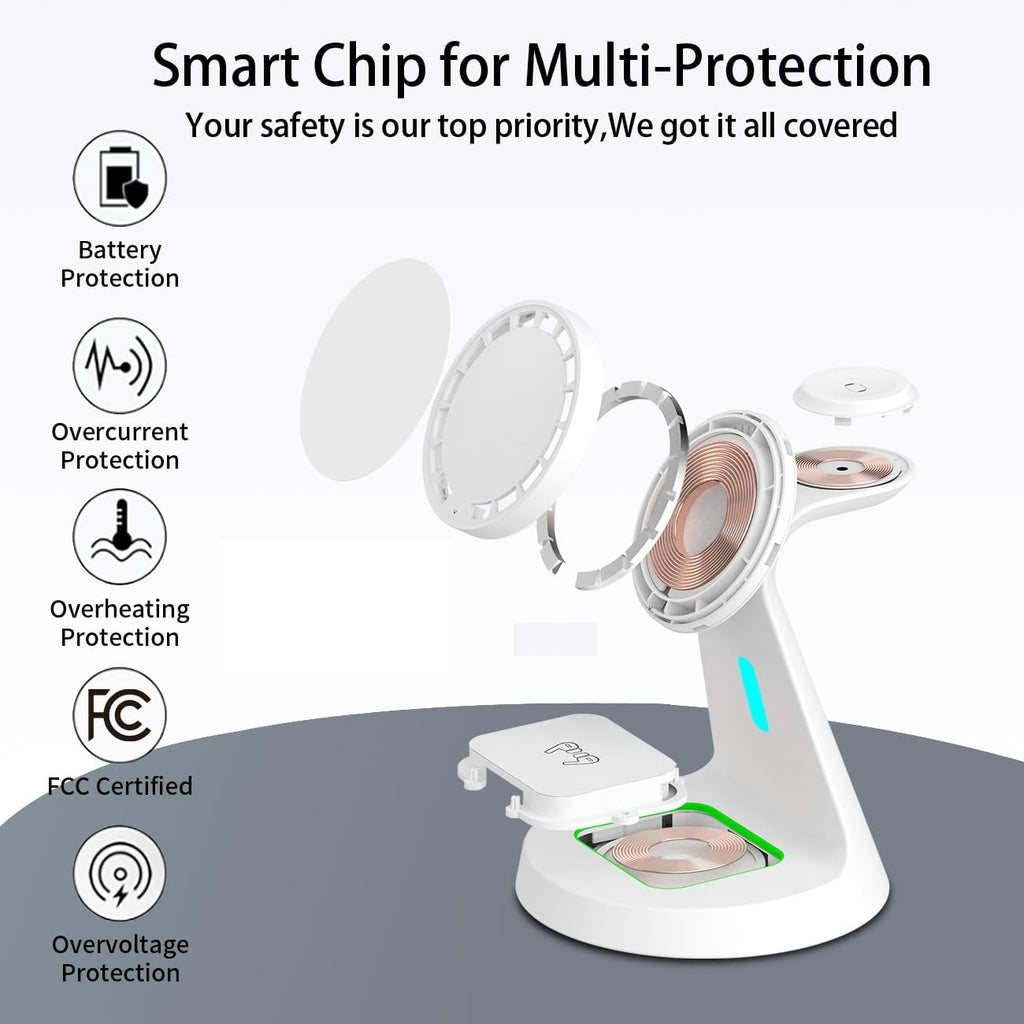 3 in 1 Wireless Charging Station for Apple Magsafe Charger Stand,Fast Magnetic Wireless Charger Station for iPhone 17 Air 16 15 14 13 12 Series,Apple Watch,Airpods