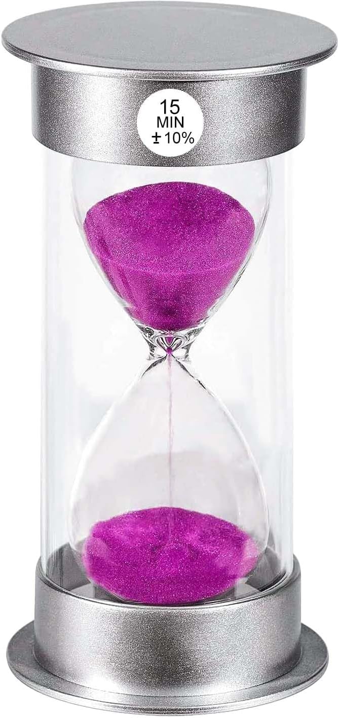 SuLiao Sand Timer, 15 Min Hourglass, Large Purple Sand Clock, Unbreakable Plastic for Kids, Games, Classroom, Kitchen, Decoration