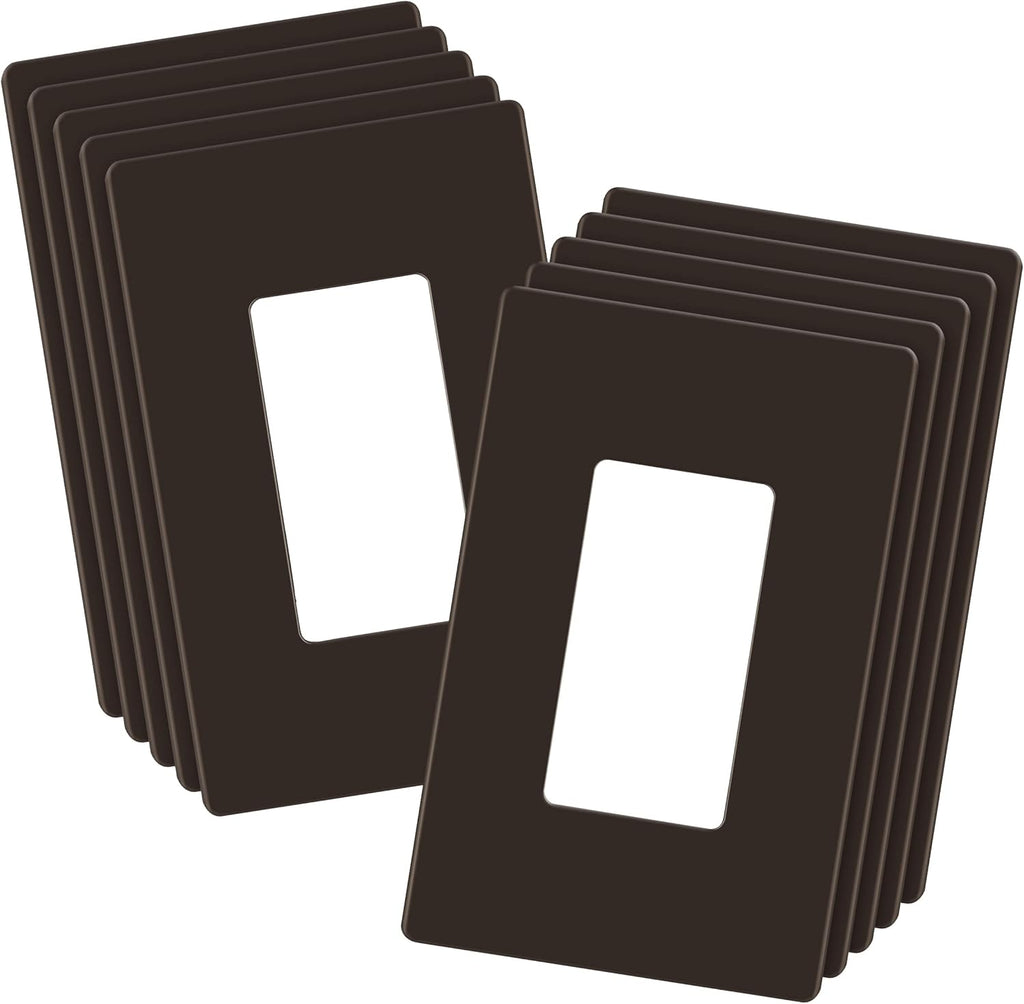 LIDER Matte Finish Decorator Switch Cover, Screwless Wall Plate, Mid-Size 1-Gang 4.88" x 3.11", Unbreakable Polycarbonate Thermoplastic, UL Listed, LSWP-31M-BR10P, Brown, 10 pack