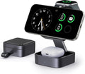 3 in 1 Wireless Charging Station for Apple Devices, Magnetic Foldable Travel Fast Charger Stand Compatible with MagSafe for iPhone Air/17/16/15/14/13/12 Series, Apple Watch & AirPods Pro/4/3/2-Black