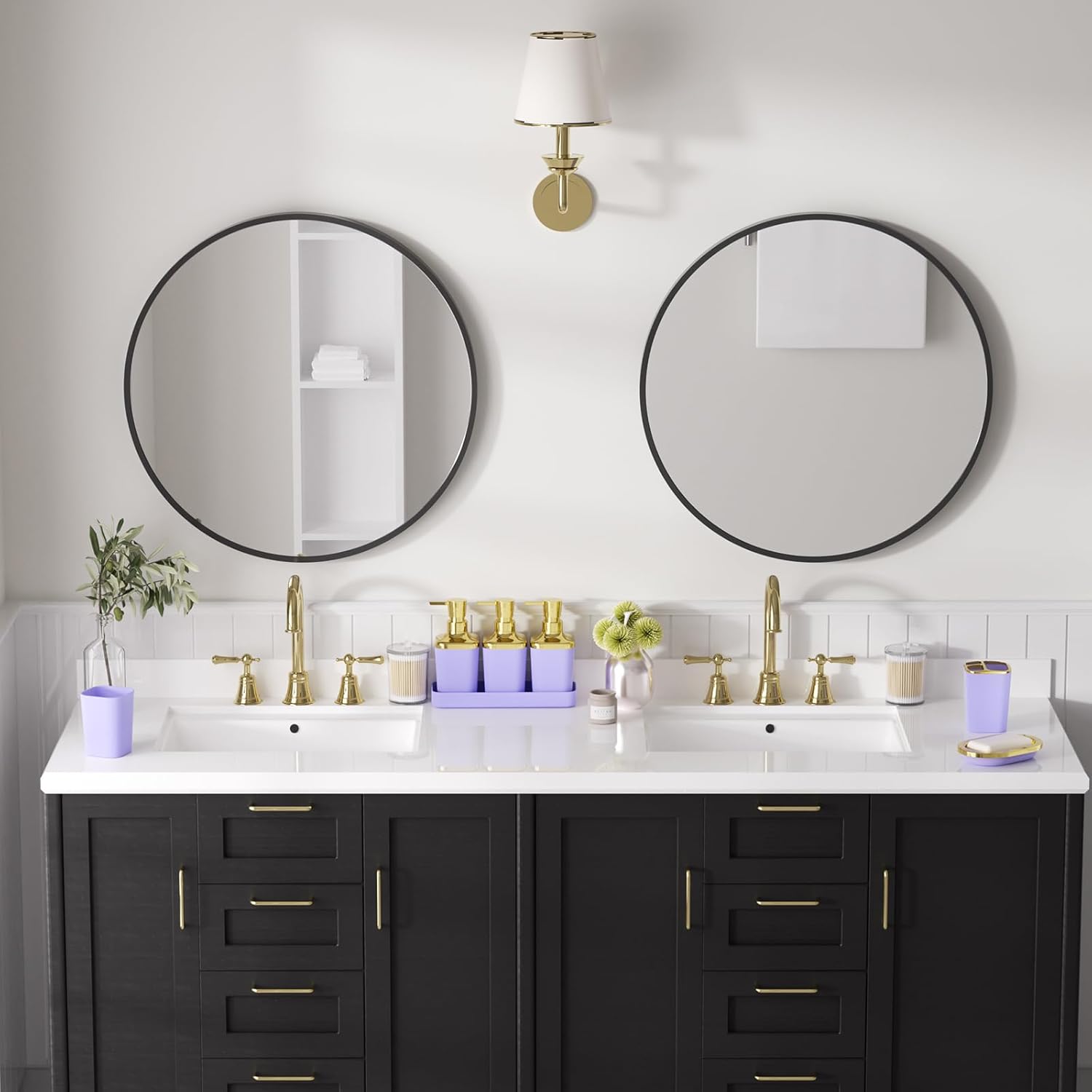 Bathroom Accessory Set, 11PC Bathroom Set, Purple Bathroom Accessories, Bathroom Accessories Set with Trash Can, 3PC Soap Dispensers and Toilet Brush