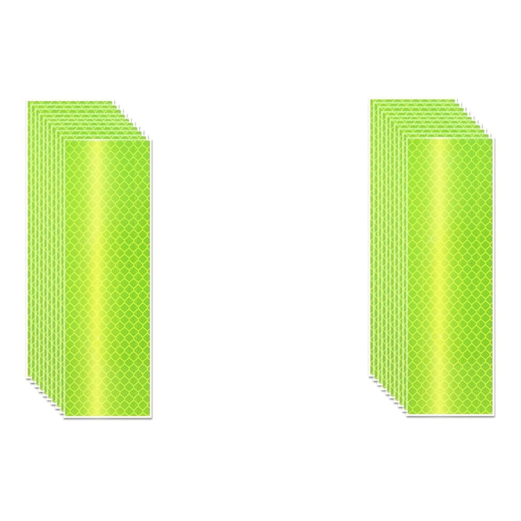 Non Fading Fluorescent Yellow Reflective Stickers 2 inch X 6 inch, Outdoor Waterproof High Visibility Safety Adhesive Reflector (20 Pcs)