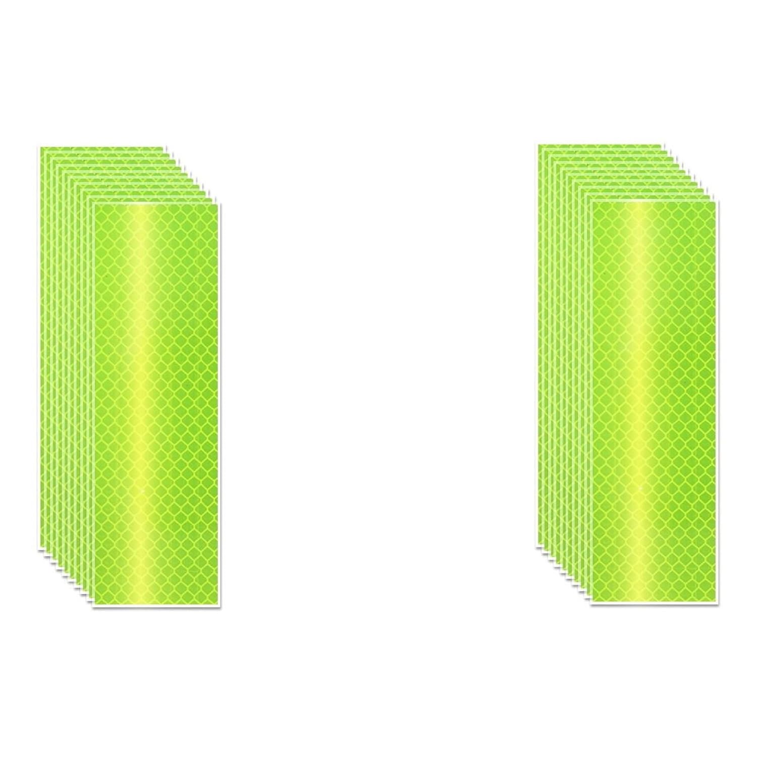 Non Fading Fluorescent Yellow Reflective Stickers 2 inch X 6 inch, Outdoor Waterproof High Visibility Safety Adhesive Reflector (20 Pcs)