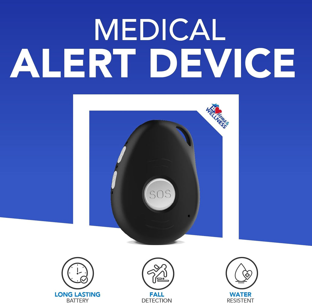 Home and Wellness TearDrop - Medical Alert Device - Wireless Home Security - Waterproof Alert Button - Fall Detection For Seniors - Elderly Assistance Products - Personal Safety Devices - 1 Month Free