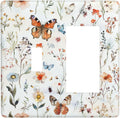 Outlet Covers Butterfly Floral Boho Multicolor Flower Leave 1 Toggle 1 Rocker Combination Decorative Wall Plate Electrical Switch Plates Light Switch Cover Plate for Bed Room living Room