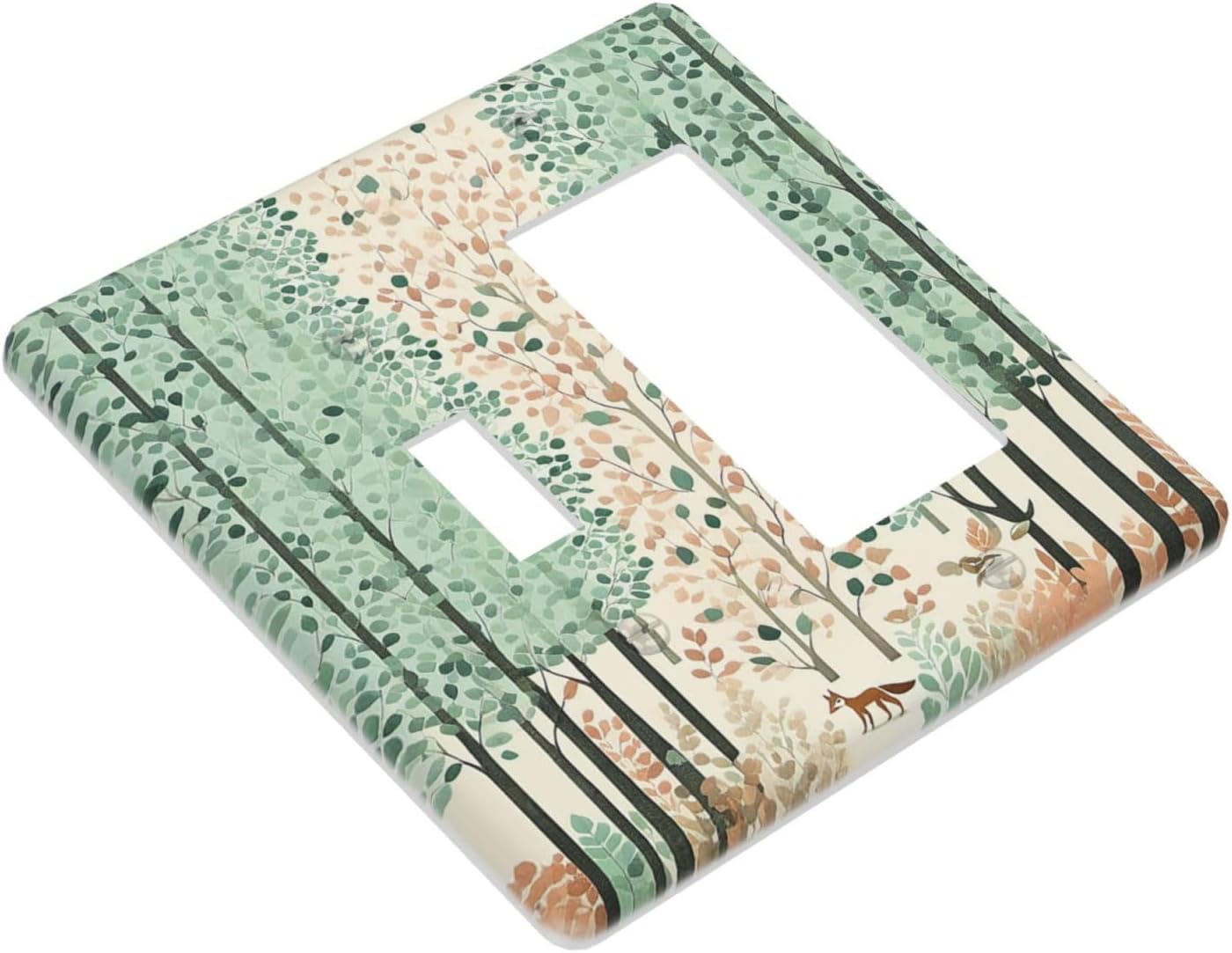 Boho Wildflower Forest Woodland Animals Outlet Covers 1 Toggle 1 Rocker Combination Light Switch Cover Plate Decorative Wall Plate Electrical Switch Plates for Bedroom Bathroom Decor