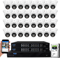 GW Security 32 Channel 8MP Fulltime Color Night Vision 4K NVR Security Camera System with 32 UltraHD 4K Two-Way Audio Outdoor/Indoor Smart AI Face Recognition Human Vehicle Detection PoE Dome Cameras