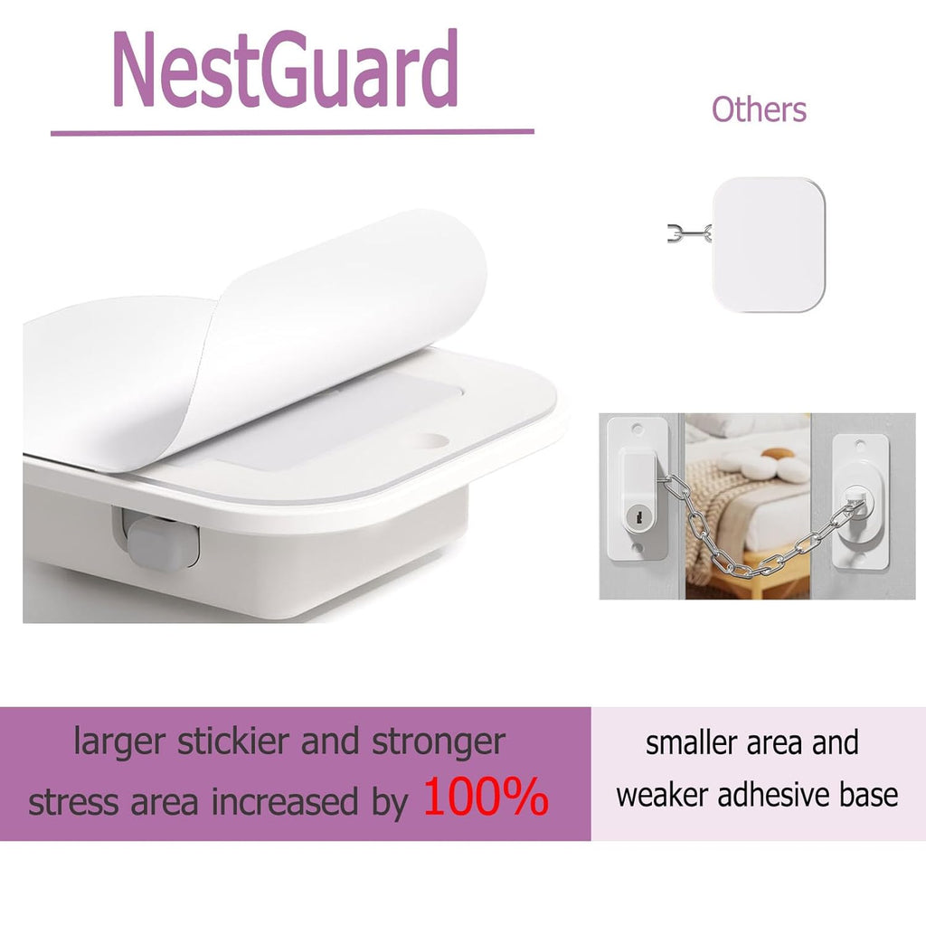 Child Proof Door Lock with Adjustable Strap, Cat Door Latch 3M Adhesive Safety Locks for Baby, Dementia & Pets, No Tools Needed 4 Pack