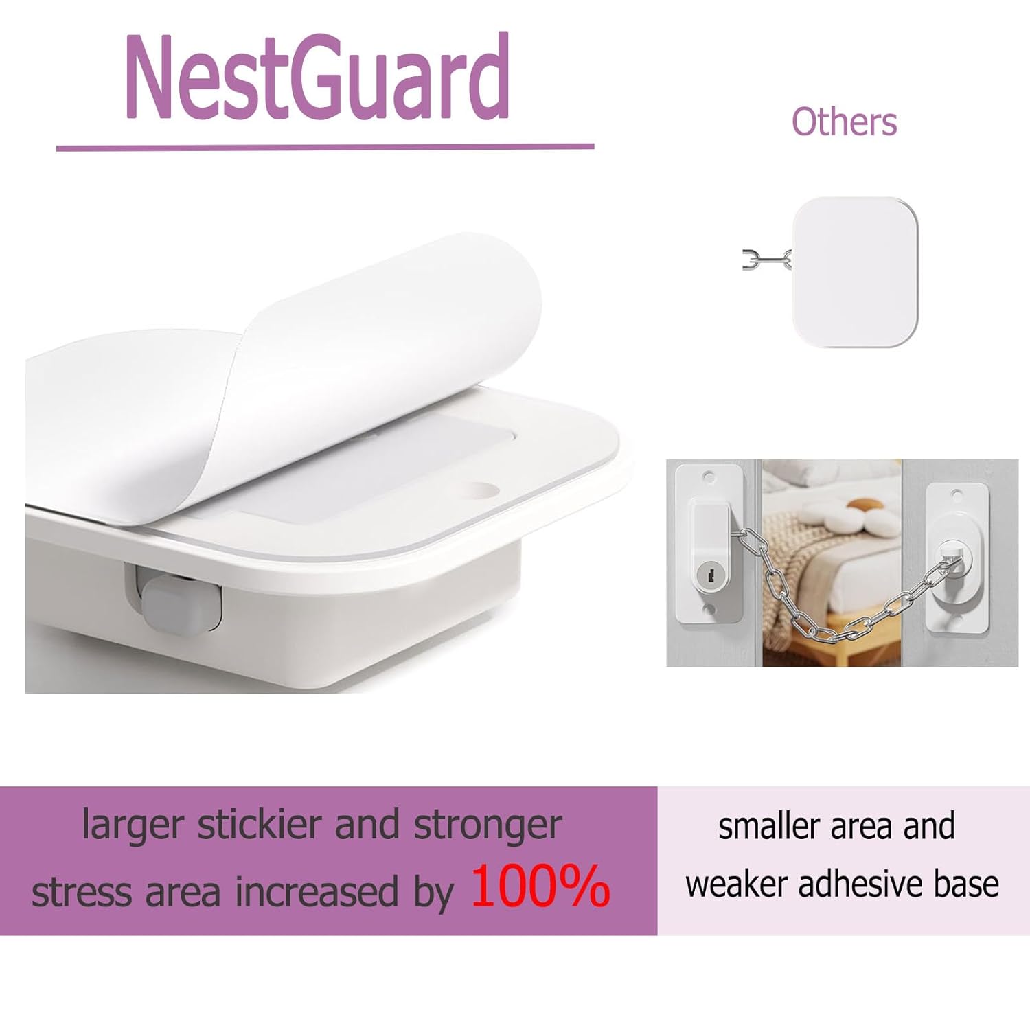 Child Proof Door Lock with Adjustable Strap, Cat Door Latch 3M Adhesive Safety Locks for Baby, Dementia & Pets, No Tools Needed 4 Pack