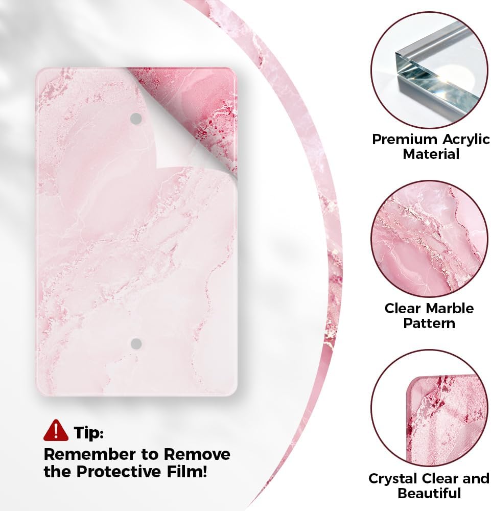 Abstract Pink Marble Design Acrylic Switch Wall Plate Light Switch Plates Cover Durable Acrylic Wall Plate Decorative Single Gang Wall Plate