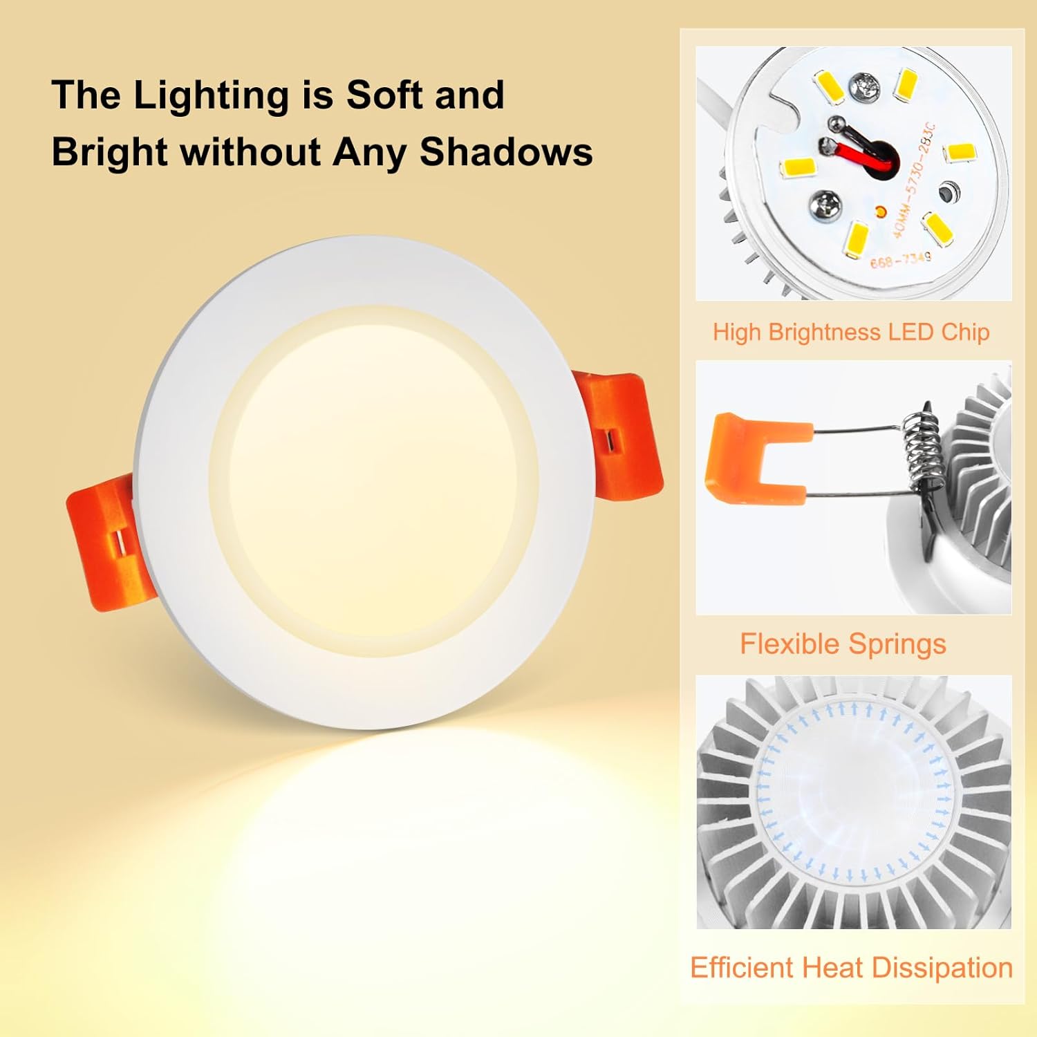 YGS-Tech 2 Inch LED Recessed Lighting, Dimmable Downlight 3W(35W Halogen Equivalent), CRI80, 3000K Warm White Ceiling Light with LED Driver(16 Pack)