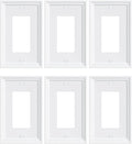6-Pack Decorator Outlet Cover Plate, White Decorative Switch Plates and Outlet Covers, Natural Bamboo Fiber Wall Plates for Electrical Outlets, Receptacle, GFCI Outlet, Dimmer Switch
