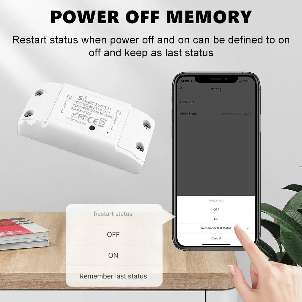 Eversecu WiFi Smart Light Switch 10A Mini DIY Breaker Module, Control by Smart Life/Tuya App, Compatible with Google Home/Alexa Echo(4 Pack)