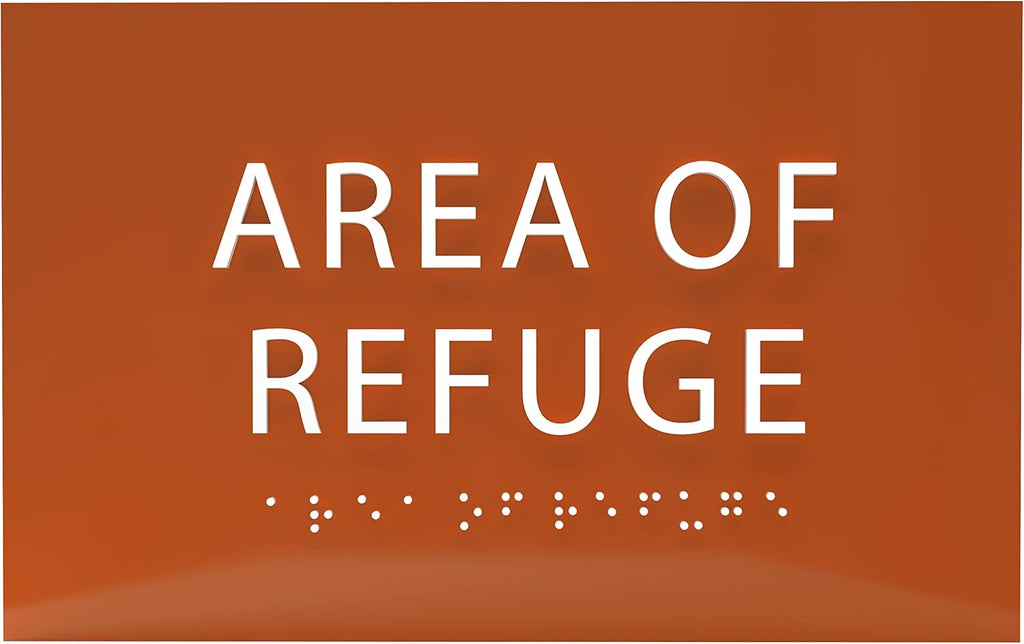 6" X4" Area of Refuge Sign - ADA Compliant Tactile Graphics Grade 2 Braille Text | Wall Mount Plastic Signs for Shopping Malls, Offices, Hotels, Schools, Apartments & Restaurants