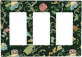 Decorative Outlet Covers Vintage Green Leaf Plant Rustic Pink Flower 3 Gang Wall Plate Triple Rocker Light Switch Cover Plate Jumbo Electrical GFCI Faceplate for Home Decor