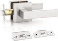 KNOBWELL 20 Pack Heavy Duty Square Door Handle Brushed Nickel Lever Door Handle Closet Hallway Bulk Passage Door Knobs(No Lock)