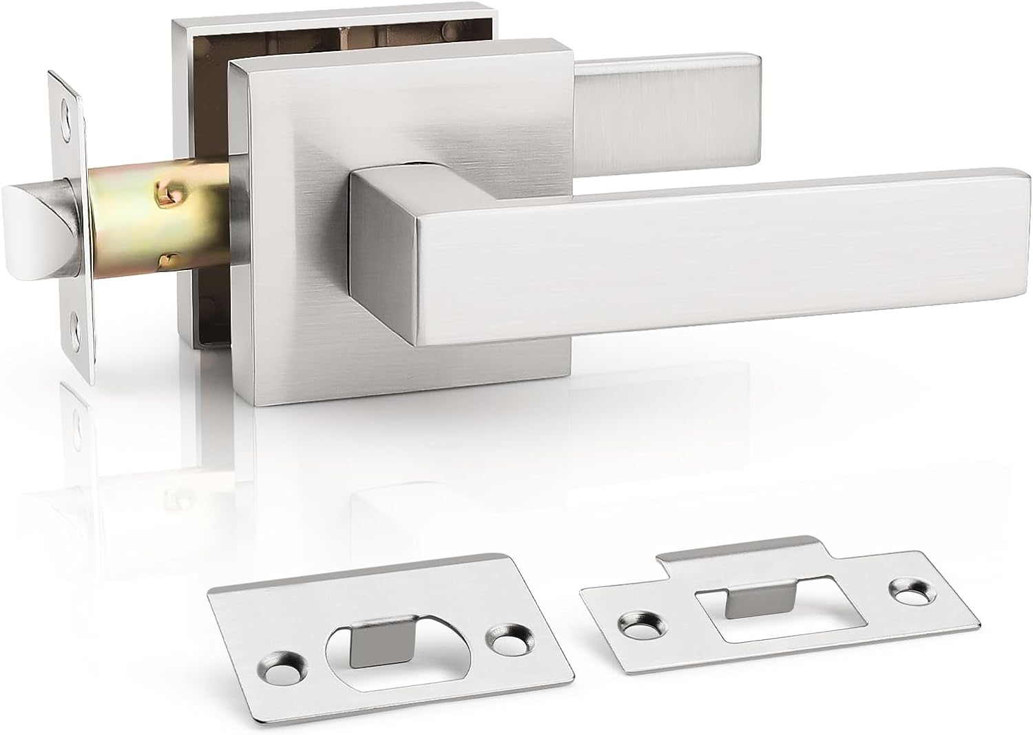 KNOBWELL 20 Pack Heavy Duty Square Door Handle Brushed Nickel Lever Door Handle Closet Hallway Bulk Passage Door Knobs(No Lock)