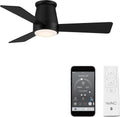 WAC Lighting Hug 3-Blade Aluminum Smart Flush Mount Ceiling Fan in Matte Black