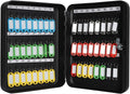 Jssmst Wall Mount Key Storage Box with Code, Locking Key Cabinet Security, 48 Key Hooks & Tags Labels, 11.81 x 9.45 x 2.95 inches, Black Matt