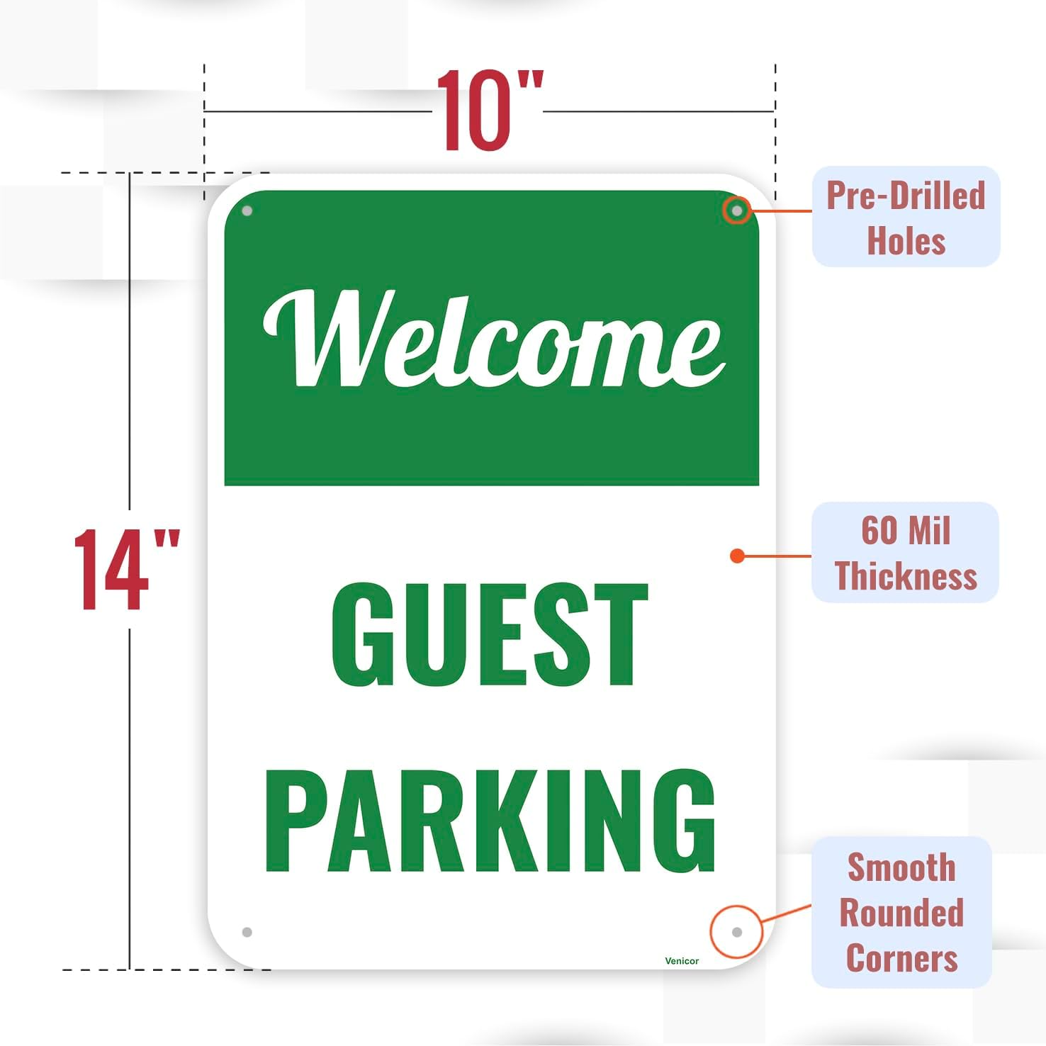 1PC Guest Parking Sign, 14 x 10 Inches - Aluminum - Visitor Customer Parking Only Signs For Business