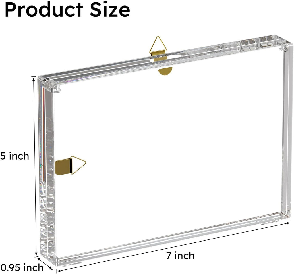 AITEE 5x7 Acrylic Picture Frames 3 Pack 20% Thicker Block, Clear Picture Frames Freestanding Double Sided Magnetic Acrylic Lucite Frameless Transparent Square Photo Frame Gift for Wall and Desktop Display