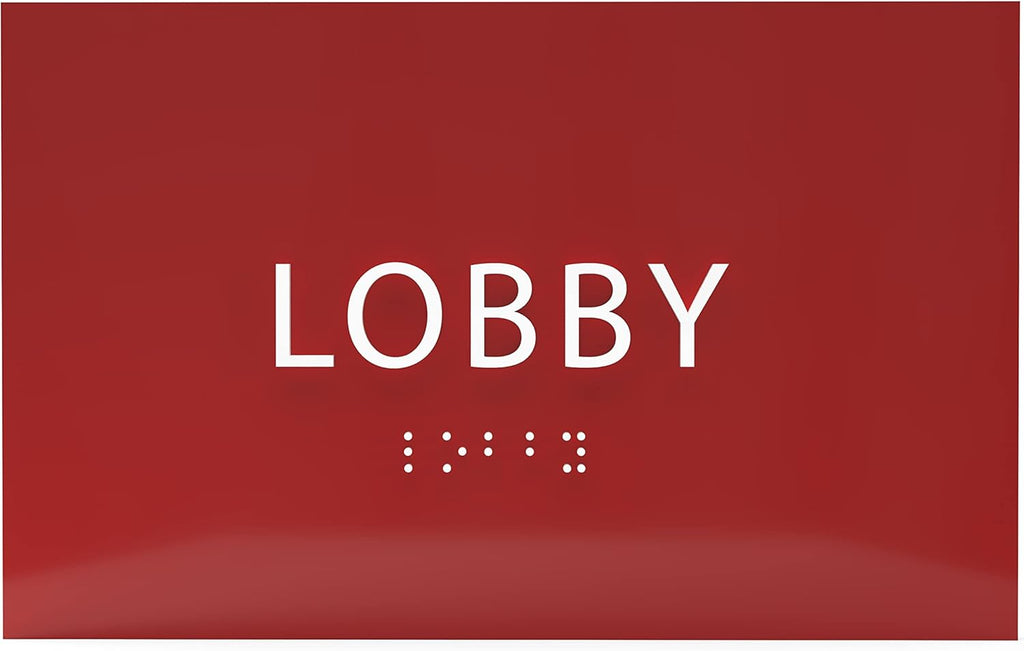 6" X4" Lobby Sign - Tactile Graphics Grade 2 Braille Text Reception Area Sign| Utility ADA Compliant Wall Mount Plastic Signs For Hospital, Offices, Businesses & Apartments