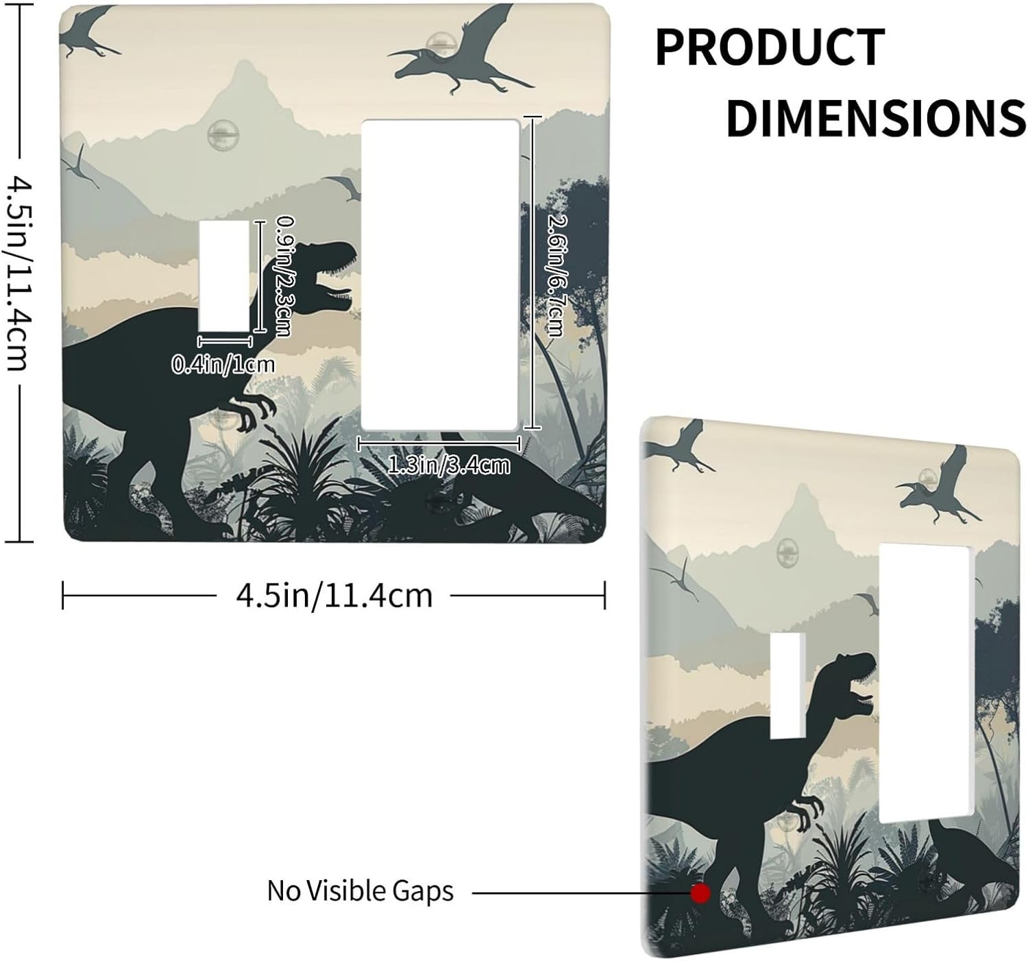 Outlet Covers Prehistoric World Dinosaur Cartoon Fores 1 Toggle 1 Rocker Combination Decorative Wall Plate Electrical Switch Plates Light Switch Cover Plate for Kids Room Nursery Decor