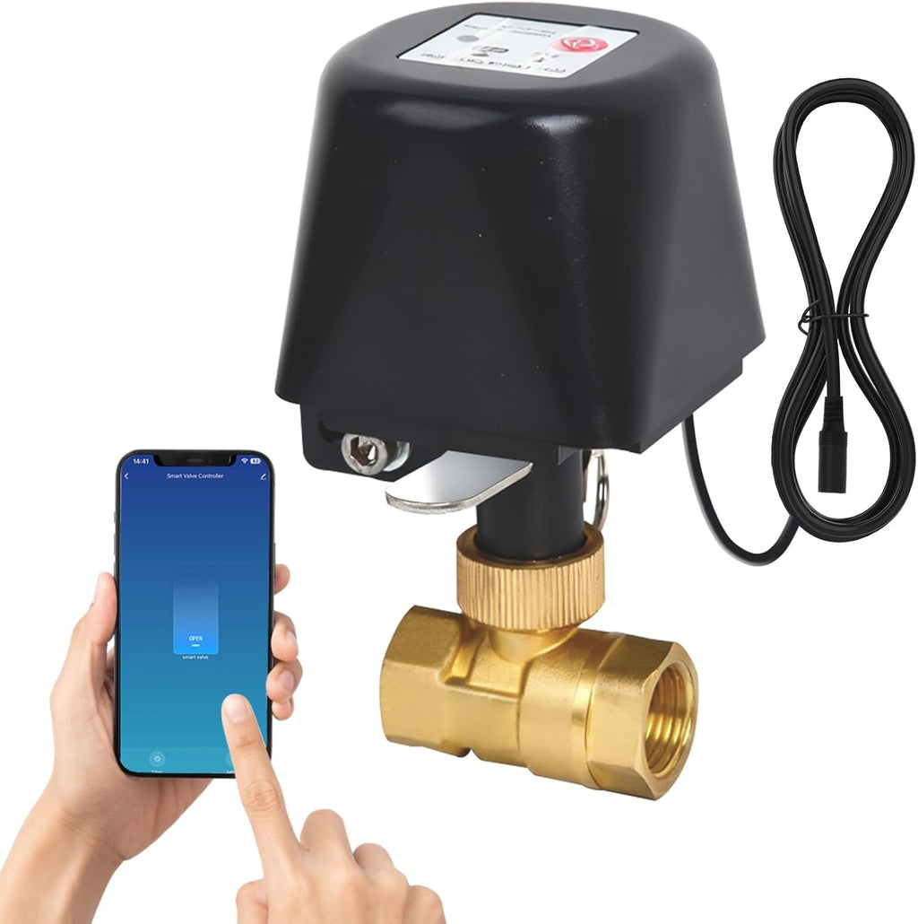 Owfeel WiFi Smart Water Valve, APP Remote Control, DN20 Ball Brass Water Valve, Compatible With Alexa, Google and Application Program iOS/Android, Only Supports 2.4 GHz WiFi (3/4")