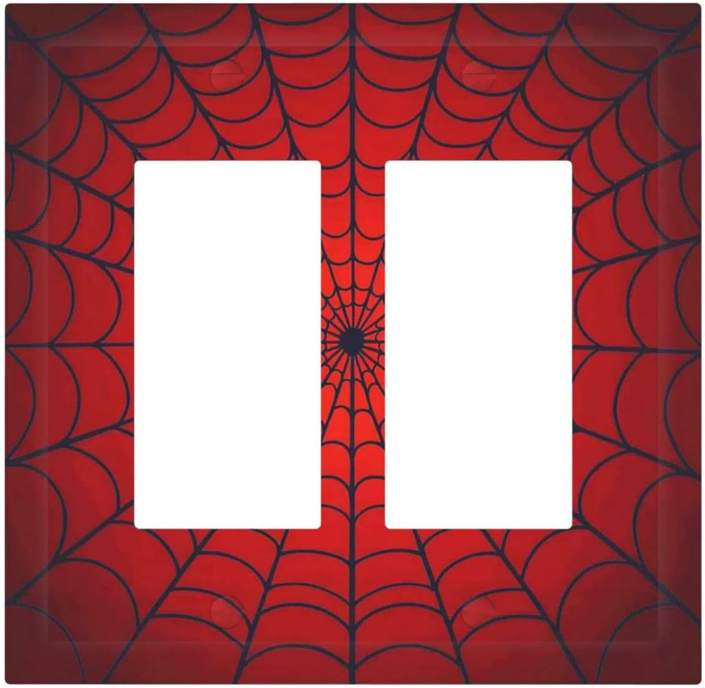 Red Spider Web Black Line Simplicity Decorative Outlet Covers 2 Gang Double Gfci Rocker Electrical Wall Panels Light Switch Cover Plate For Kids Room Home Decor