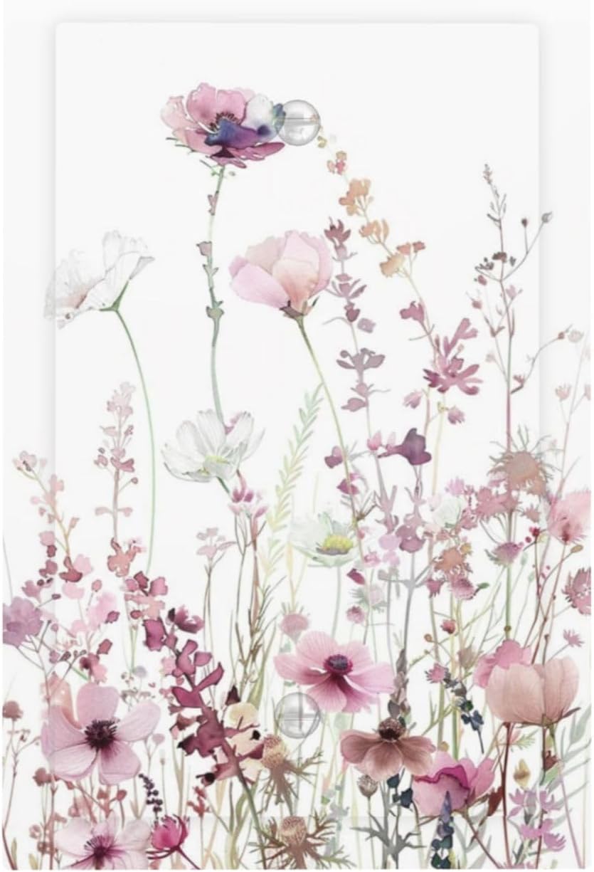 Floral Pink Watercolor Wildflowers Plant Flower Light Switch Cover Plate 1 Gang No Device Blank Electrical Wall Plates Faceplate Decorative Switch Plate Covers for Bedroom Living Room Decor