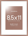 Homeforia Mocha Picture Frame 8.5 x 11, High End Metal 8.5x11 Poster Frames with Mat 6x8 Photo, 8.5 x 11 Frame Matted to 6 by 8 Art, 8.5by11 Wall or Tabletop Frames, Tempered Glass, Wall Kit, Set of 1