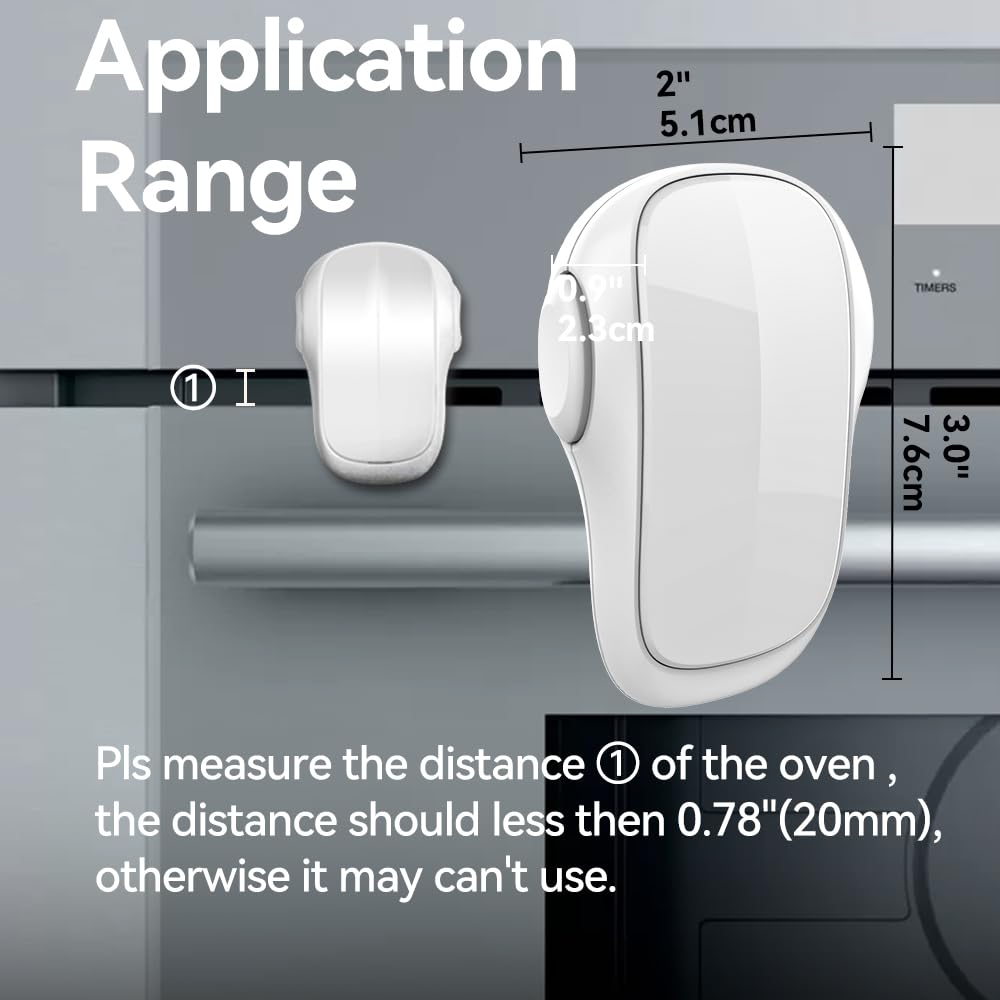 EUDEMON Child Safety Heat-Resistant Oven Door Lock, Oven Front Lock for Kids Easy to Install, Use Adhesive,No Screws or Drill (1 Pack,White)(ONLY for Flat Surface)