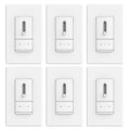 ELEGRP Slide Dimmer Switch for Dimmable LED, CFL and Incandescent Light Lamp Bulbs, Single Pole or 3-Way, Full Control with Preset, Rocker Paddle, Wall Plate Included, UL Listed (6 Pack, Matte White)