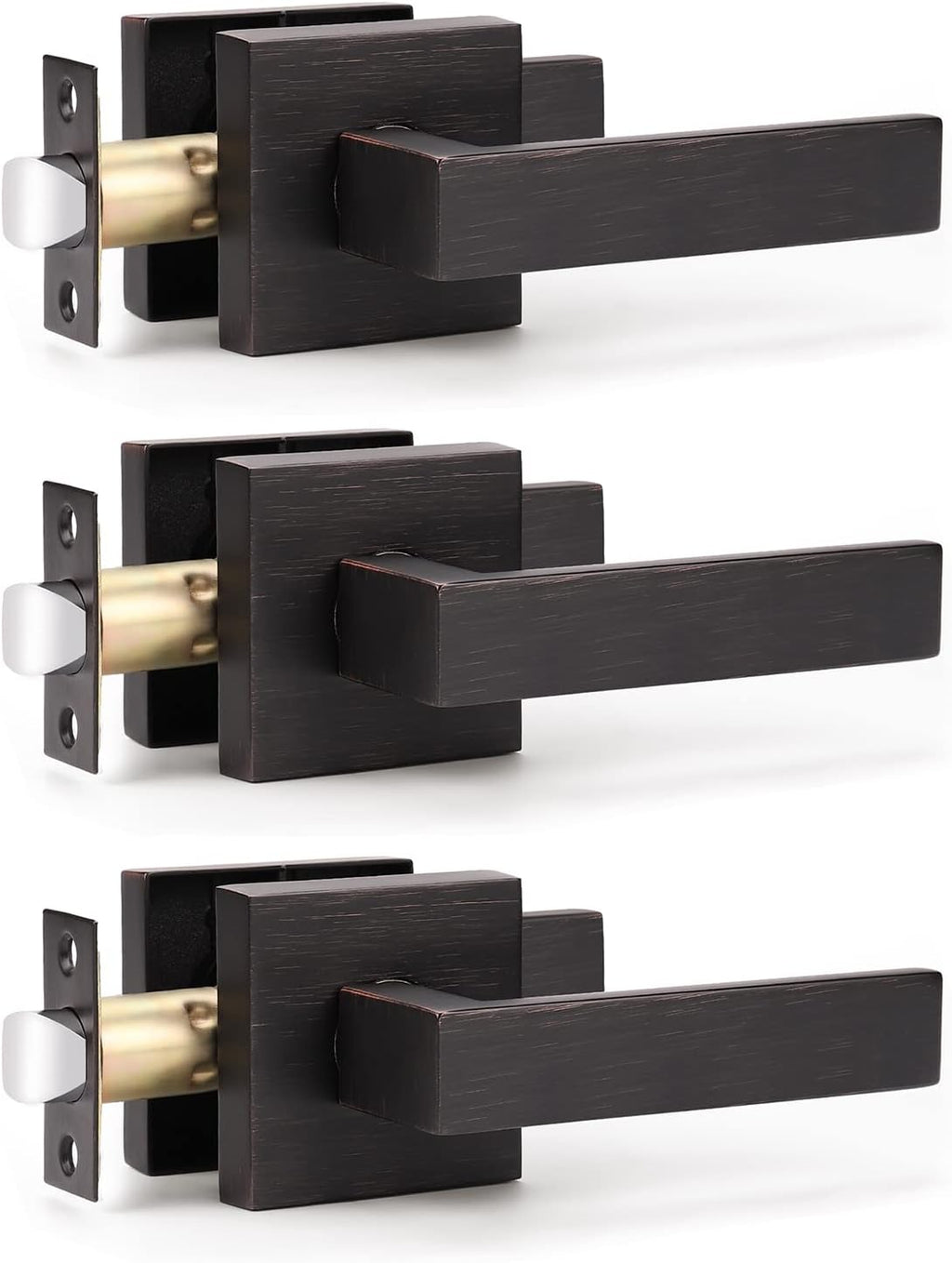 KNOBWELL Oil Rubbed Bronze Interior Door Handles Heavy Duty Door Levers Passage Door Handle Set Durable Door Hardware, Left or Right Handing, Easy Installation 3 Pack 2.07 lb One Lever