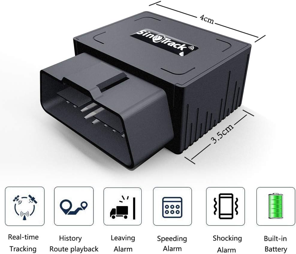 SinoTrack 4g GPS Vehicle Device Tracker, Real-Time OBD Car GPS Tracking Locator, Mini OBD II Vehicle Tracker for Car, Taxi and Truck, Tracking System No Subscription