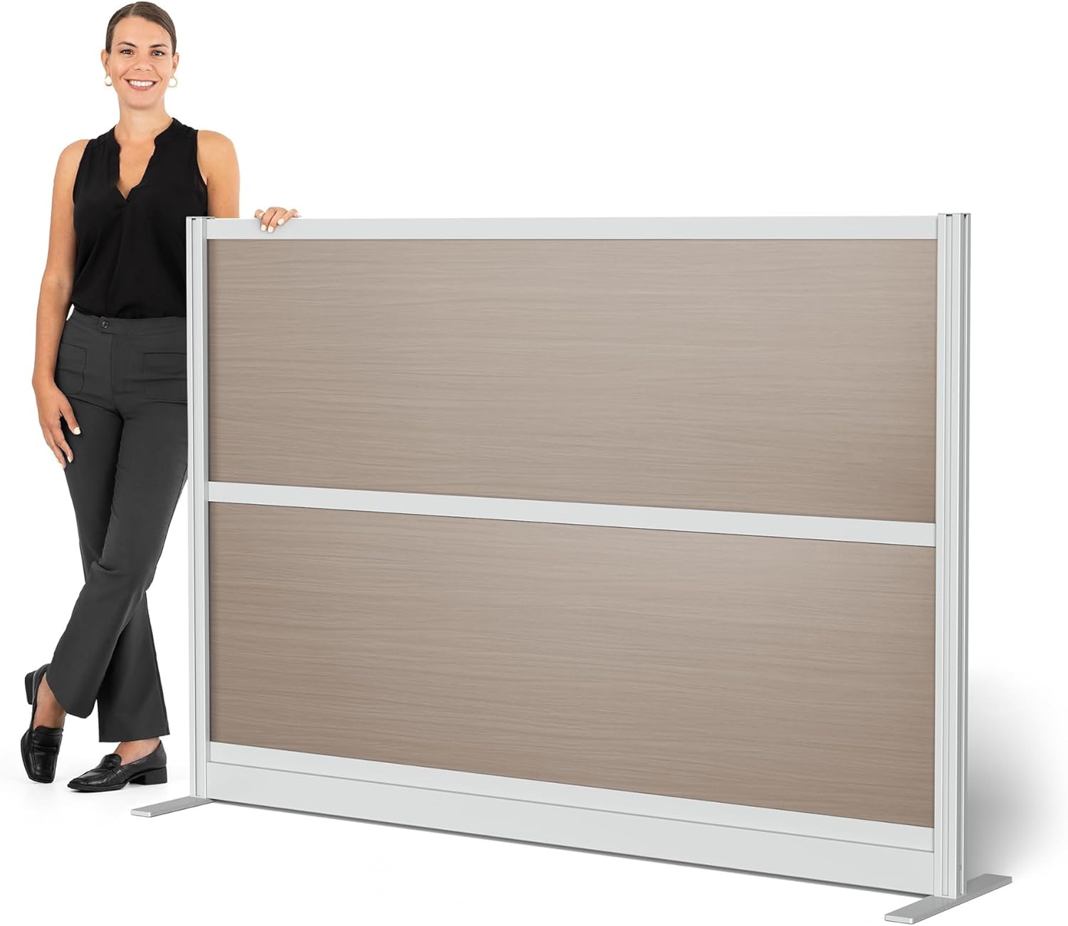 Stand Up Desk Store Oakwood Aesthetic Modular Walls | Room Divider Wall with Durable Woodgrain-Inspired Finish | Modular Office Partition Wall for Offices, Classrooms, and Coworking 70" W x 48" H