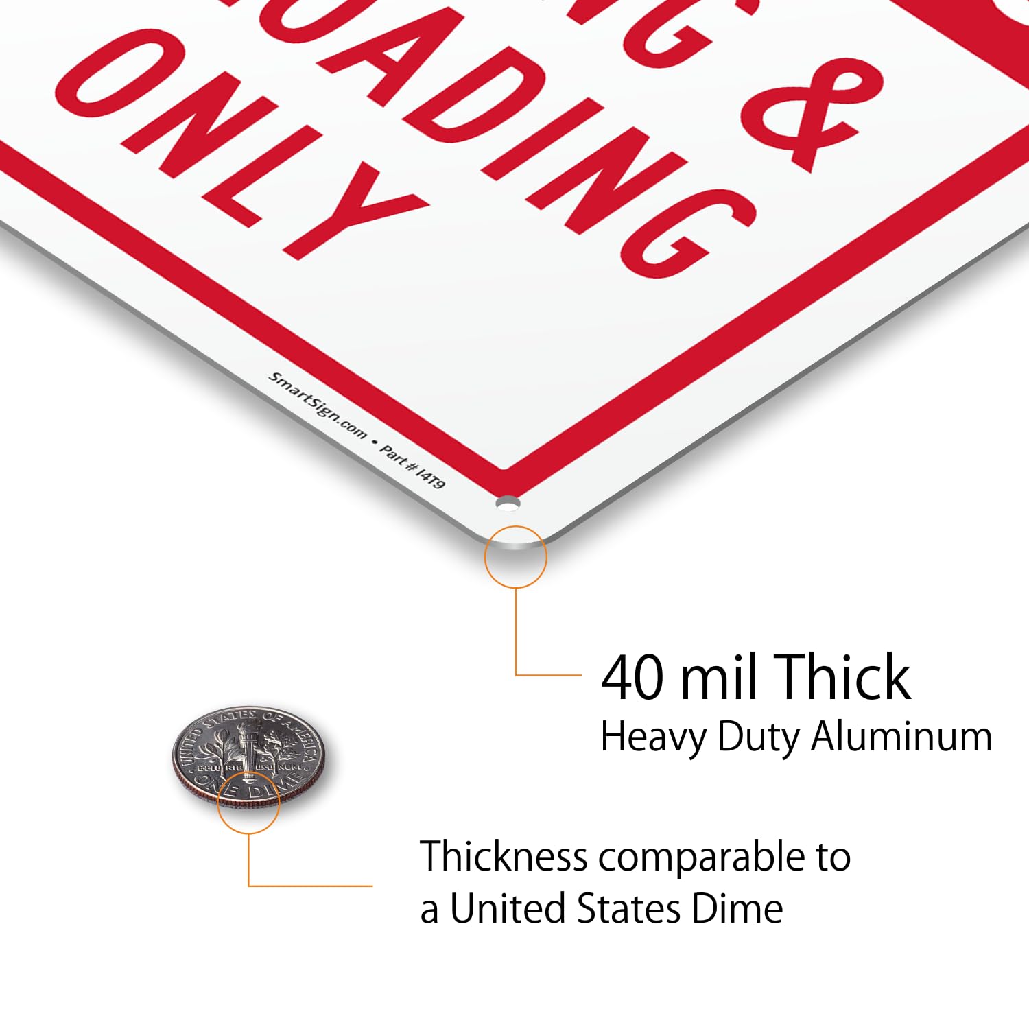 SmartSign No Parking Loading Unloading Only - 10" x 14", Rustproof 40 Mil Laminated Aluminum, Red/White, Durable Metal Sign for Outdoors, USA-Made