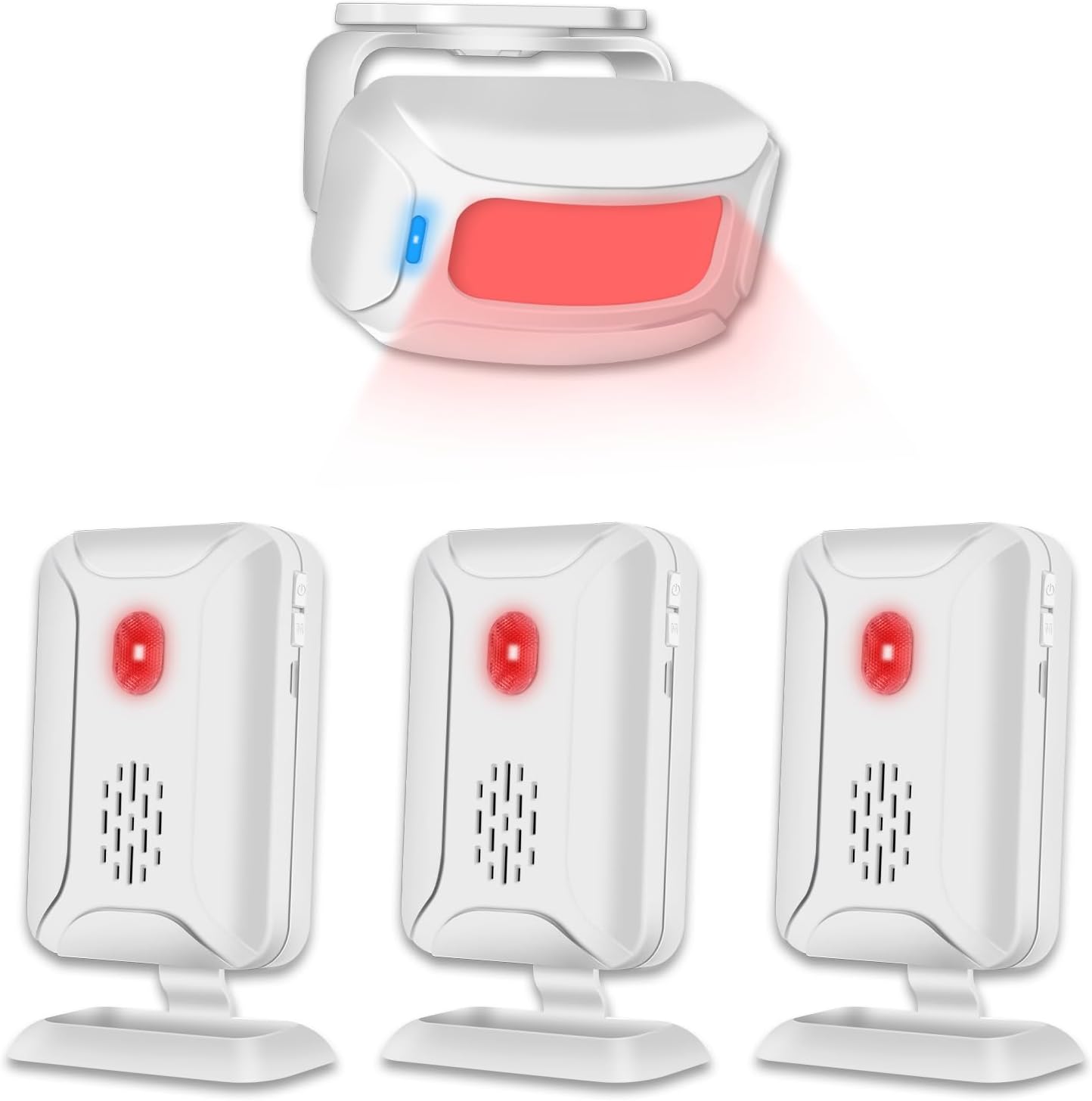 Greencycle Motion Sensor Doorbell, Wireless Motion Sensor Door Chime Business Entry Doorbell, Retail Store Door Entry Alert, Bed Alarms for Elderly Dementia Patients (3 Receivers 1 Sensor)