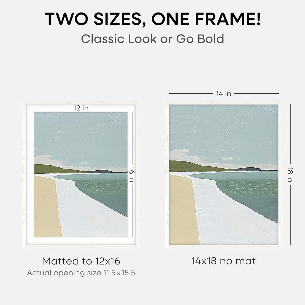 Homeforia 14x18 White Picture Frame, High End Oak 14x18 White Wooden Poster Frames with Mat 12x16 for Print, 14 x 18 Wood Frame Matted to 12 x 16 Photo, 18x14 Frame, Tempered Glass, Wall Kit, Set of 1