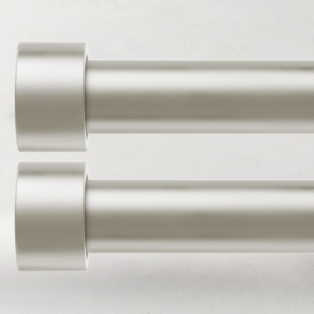 2 Pack Curtain Rods for Windows 72 to 144 Inch, 1 Inch Brushed Nickel Adjustable Heavy Duty Outdoor Curtain Rod for Patio Bedroom, Drapery Rods Set with End Cap, Size 32"- 150"